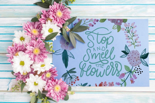 Free Paper Mockup With Floral Decoration Psd