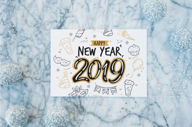 Free Paper Mockup With New Year Decoration Psd