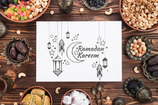Free Paper Mockup With Ramadan Concept Psd