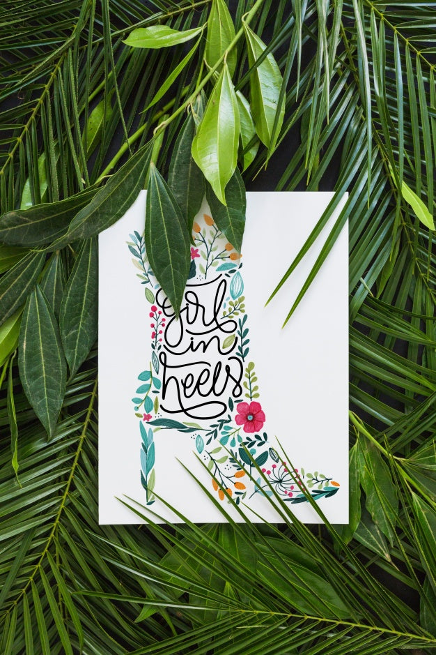 Free Paper Mockup Within Tropical Leaves Psd