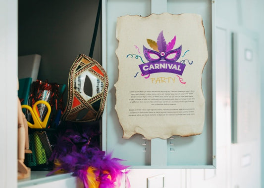 Free Paper Page Mockup With Carnival Concept Psd