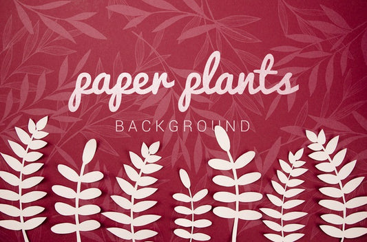 Free Paper Plants Background With Fern Leaves Psd
