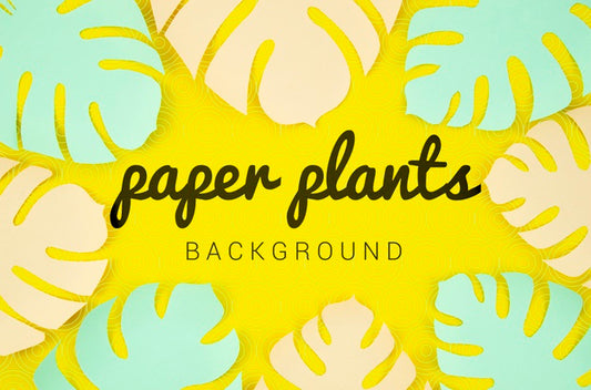 Free Paper Plants Background With Monstera Leaves Frame Psd