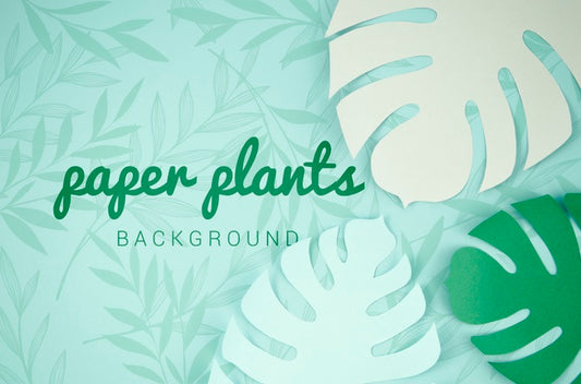 Free Paper Plants Background With Monstera Leaves Psd
