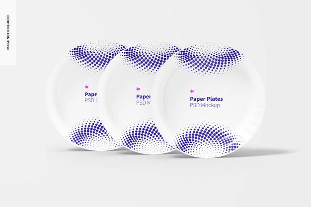 Free Paper Plates Mockup, Front View Psd