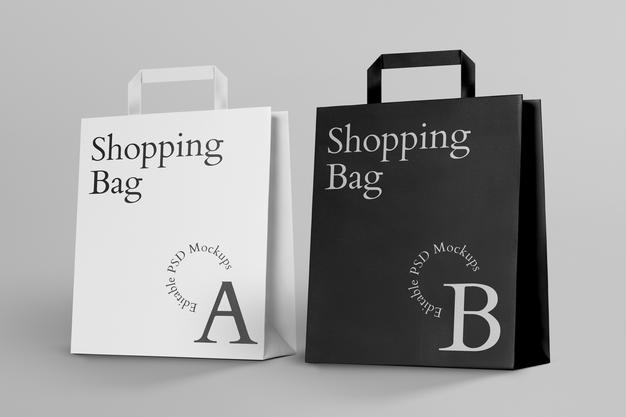 Free Paper Shopping Bag Mockup Design Psd