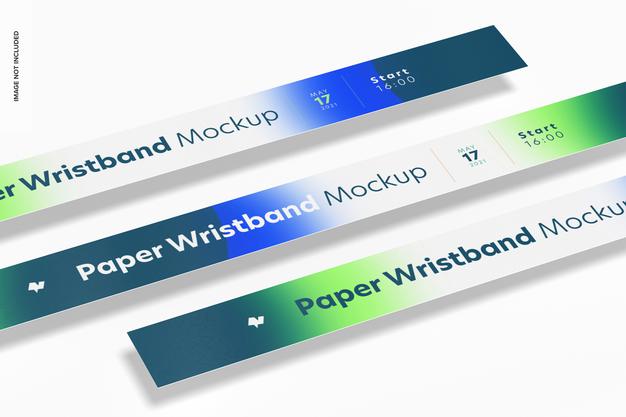 Free Paper Wristband Mockup, Close Up Psd