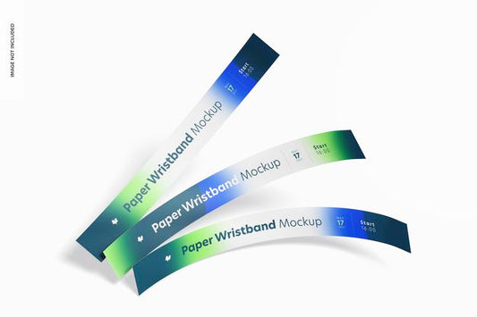 Free Paper Wristband Mockup, Top View Psd