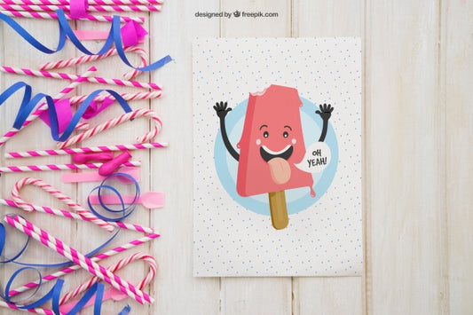 Free Party Composition With Greeting Card Psd