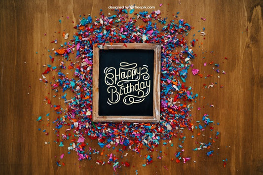 Free Party Composition With Slate And Confetti Psd