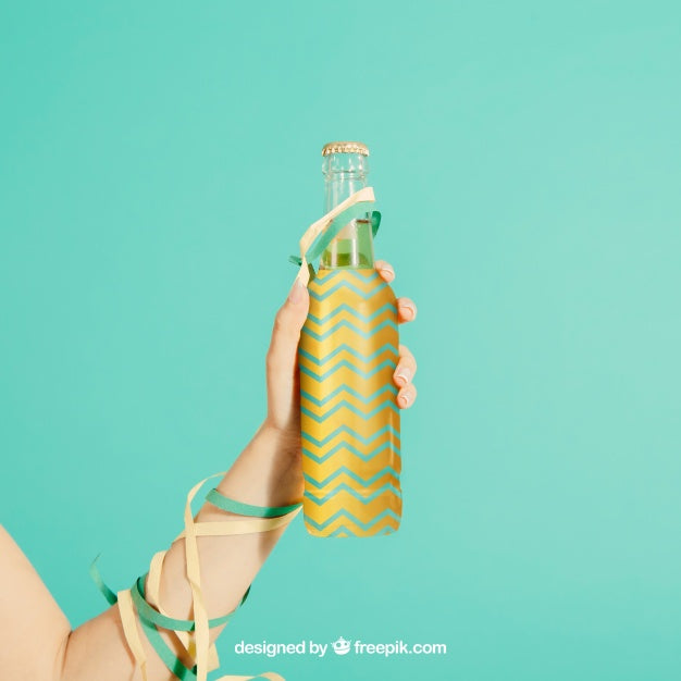 Free Party Concept With Arm Holding Bottle Psd
