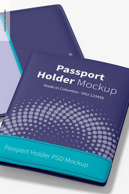 Free Passport Holder Mockup, Close Up Psd