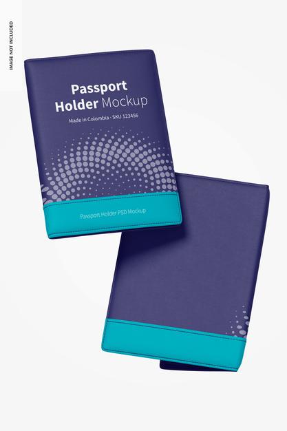 Free Passport Holders Mockup, Floating Psd