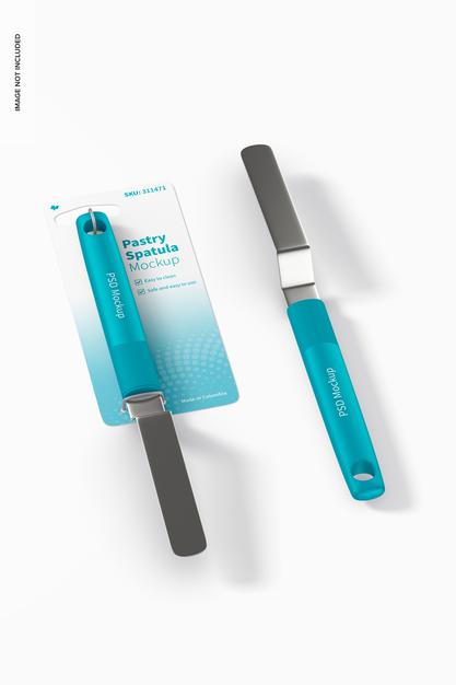 Free Pastry Spatulas On Blister Mockup, Perspective View Psd