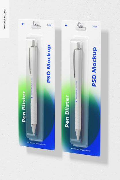 Free Pen Blister Mockup, Front And Back View Psd