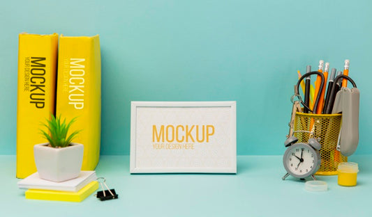 Free Pencils And Alarm Clock With Mock-Up Psd