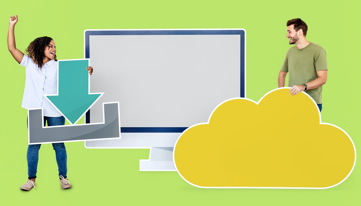 Free People With Icons Related To Cloud Technology