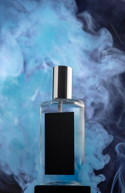 Free Perfume Bottle And Blue Smoke Psd