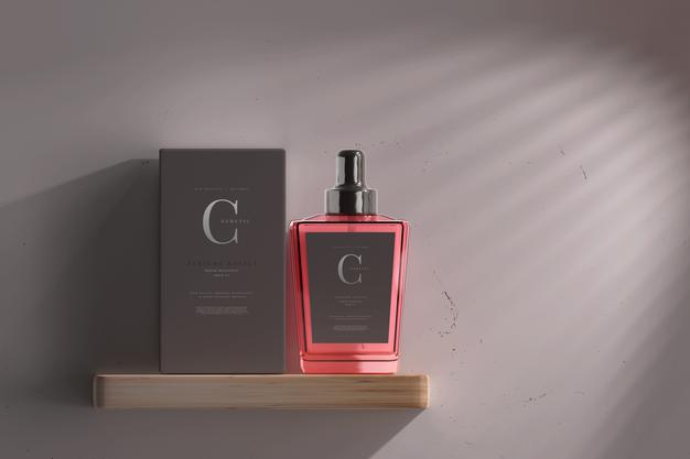 Free Perfume Bottle With Box Mockup Psd