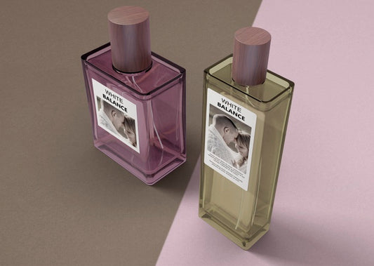 Free Perfume Bottles On Table With Mock-Up Psd
