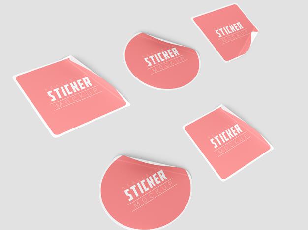 Free Perspective Sticker Set Mockup Psd