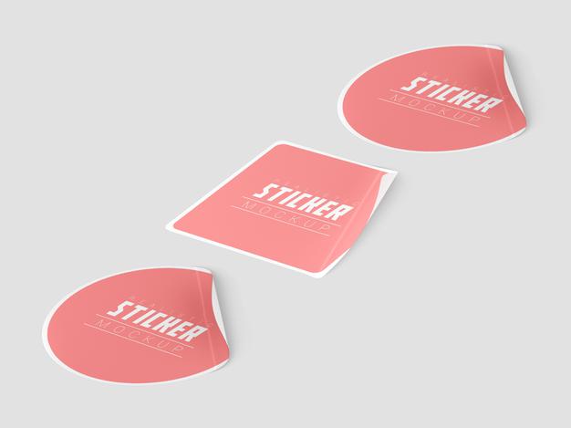 Free Perspective Sticker Set Mockup Psd