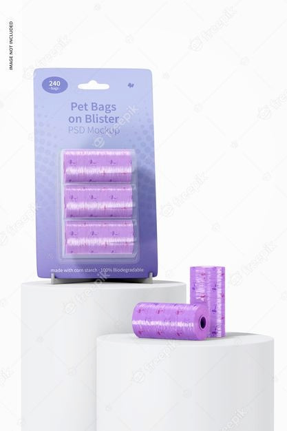 Free Pet Bags On Blister Mockup, Front View Psd