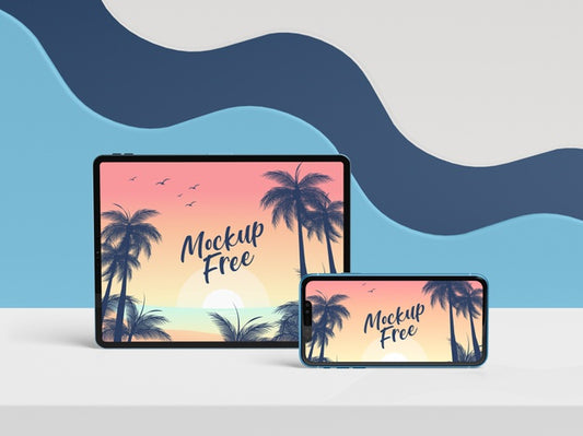 Free Phone And Tablet On Table Psd