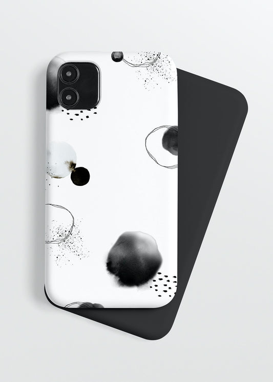 Free Phone Case Mockup Psd With Ink Brush Pattern