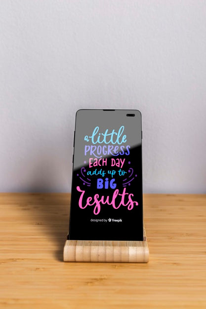 Free Phone Mock-Up With Inspirational Message Psd
