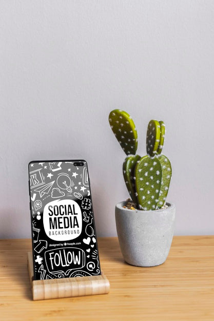 Free Phone Mock-Up With Social Media Concept Psd