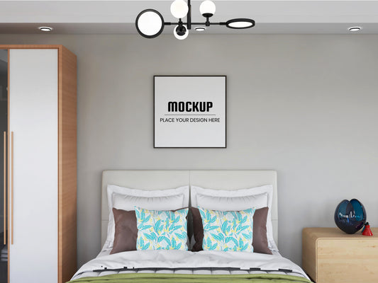 Free Photo Frame Mockup Realistic In The Bedroom Vol.1