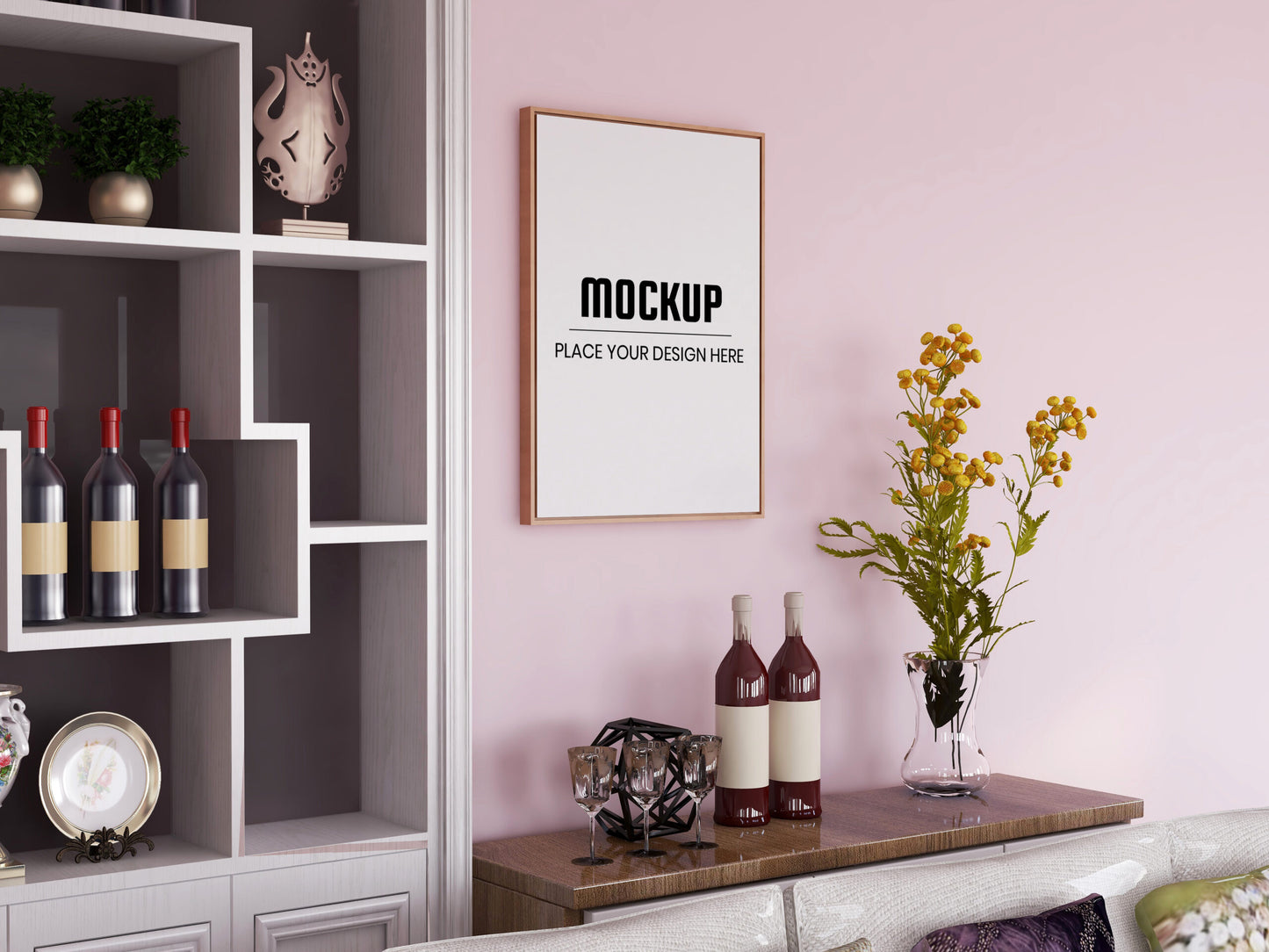 Free Photo Frame Mockup Realistic In The Living Room Vol.3