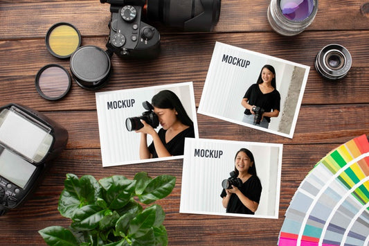 Free Photographer Workshop With Photos Mock-Up Psd