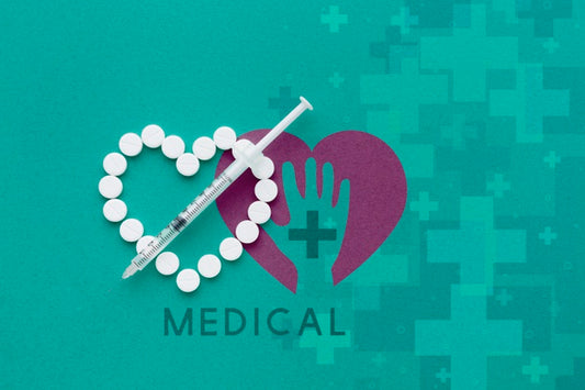 Free Pills In Heart Shape And Syringe Psd