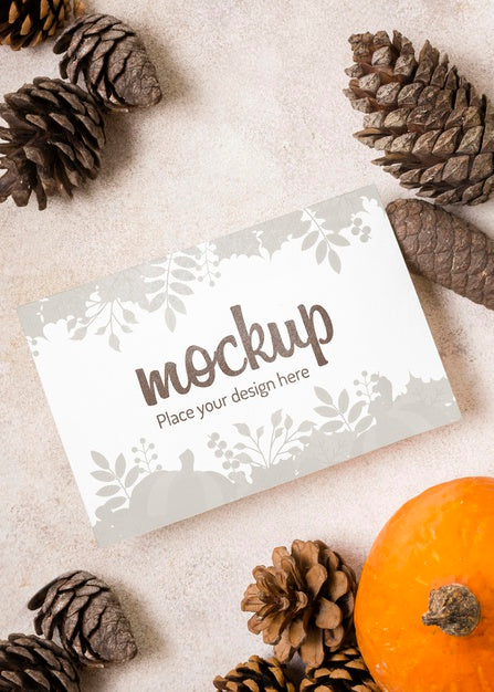 Free Pinecones And Fruit Autumn Mock-Up Psd