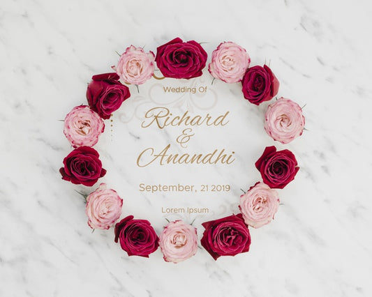 Free Pink And Red Roses Save The Date Psd