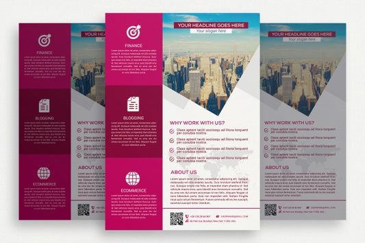 Free Pink And White Business Brochure Psd