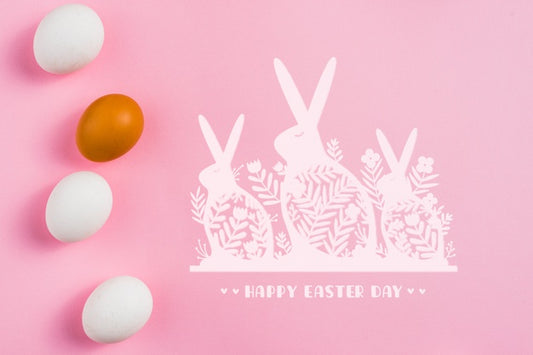 Free Pink Background Mockup With Easter Eggs Psd
