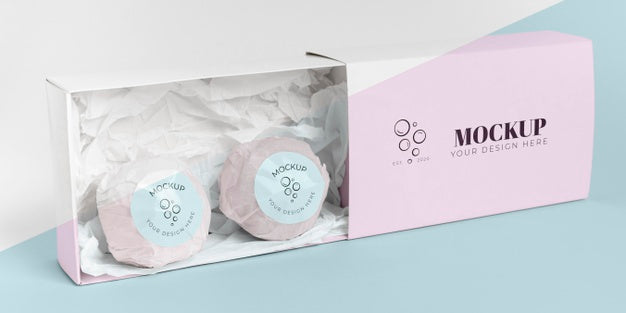 Free Pink Bath Bombs In Box Arrangement Psd