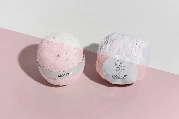 Free Pink Bath Bombs With Labels High Angle Psd