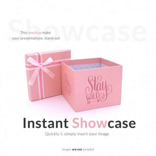 Free Pink Gift Box Mock Up Psd