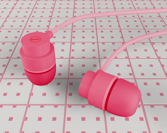 Free Pink Headphones With Cable Design Psd