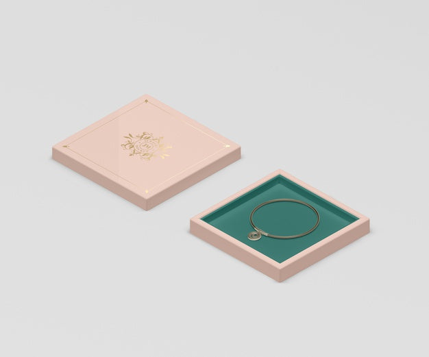 Free Pink Jewelry Box With Small Golden Bracelet Psd