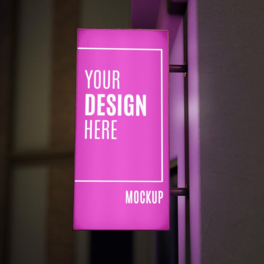 Free Pink Night Business Sign Mock-Up Psd