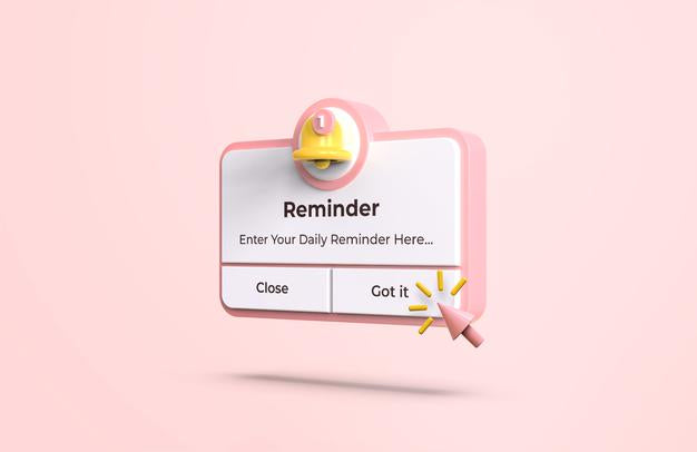 Free Pink Reminder Interface In 3D Design Mockup Psd