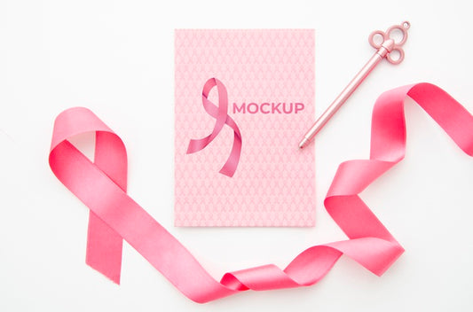 Free Pink Ribbon And Key Cancer Awareness Mock-Up Psd