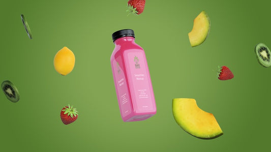 Free Pink Smoothie On Green Background Mock-Up Psd