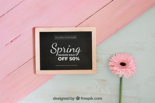 Free Pink Spring Concept Mockup With Slate Psd