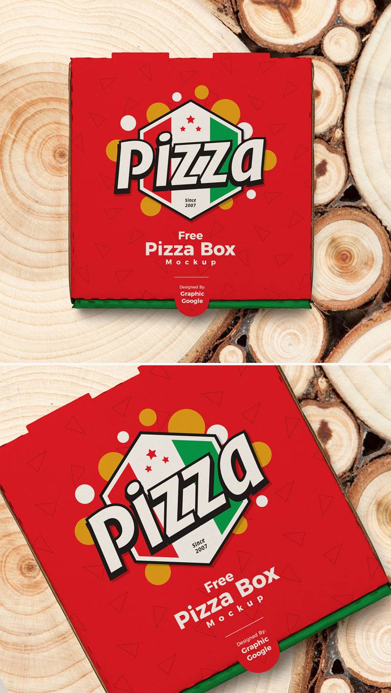 Free Pizza Packaging Box Psd Mockup